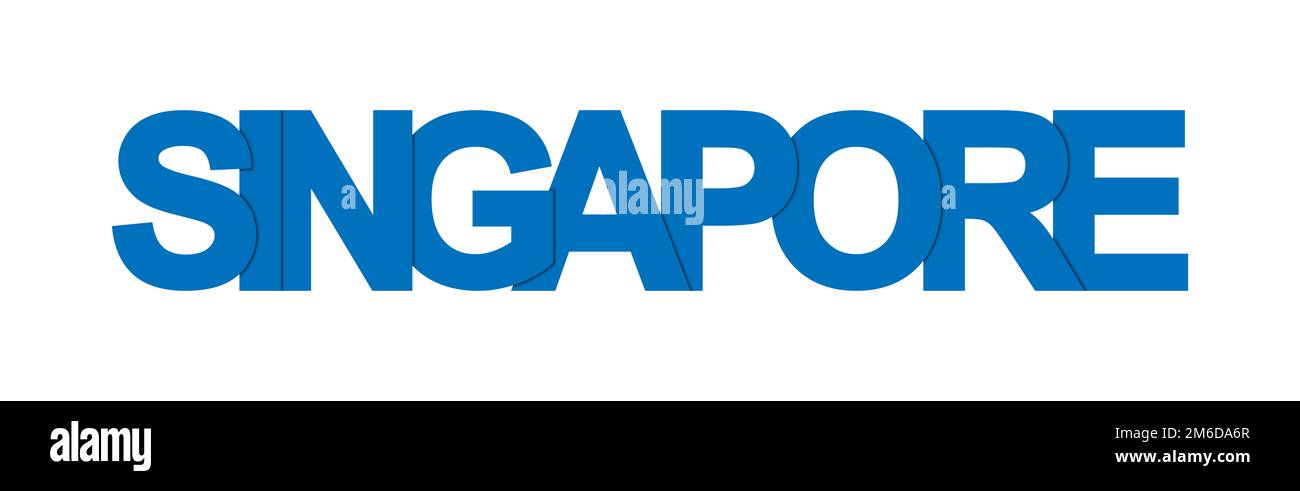 SINGAPUR. Banner mit dem Namen des Stadtstaates auf den Inseln in Südostasien. Stockfoto