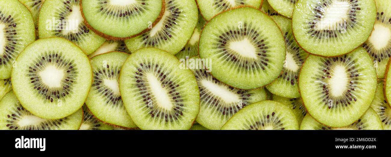 Kiwi Fruit Collection Lebensmittel Hintergrund Banner Kiwis frisches Obst Stockfoto