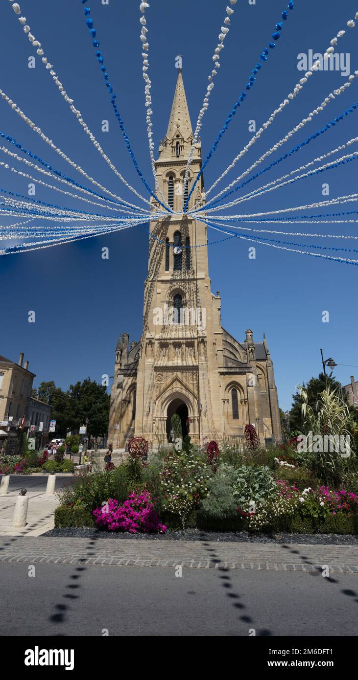 Bergerac eine Stadt im Südwesten Frankreichs an einem festlichen Tag. Stockfoto