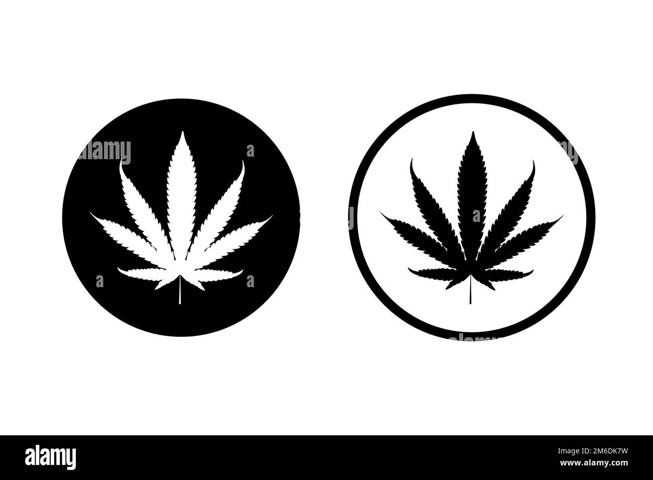 Symbol für Cannabisblätter. Marihuana-Zeichenvorlage. Gras oder Drogen. Naturmedizin. Blatt der Pflanze. Stockfoto