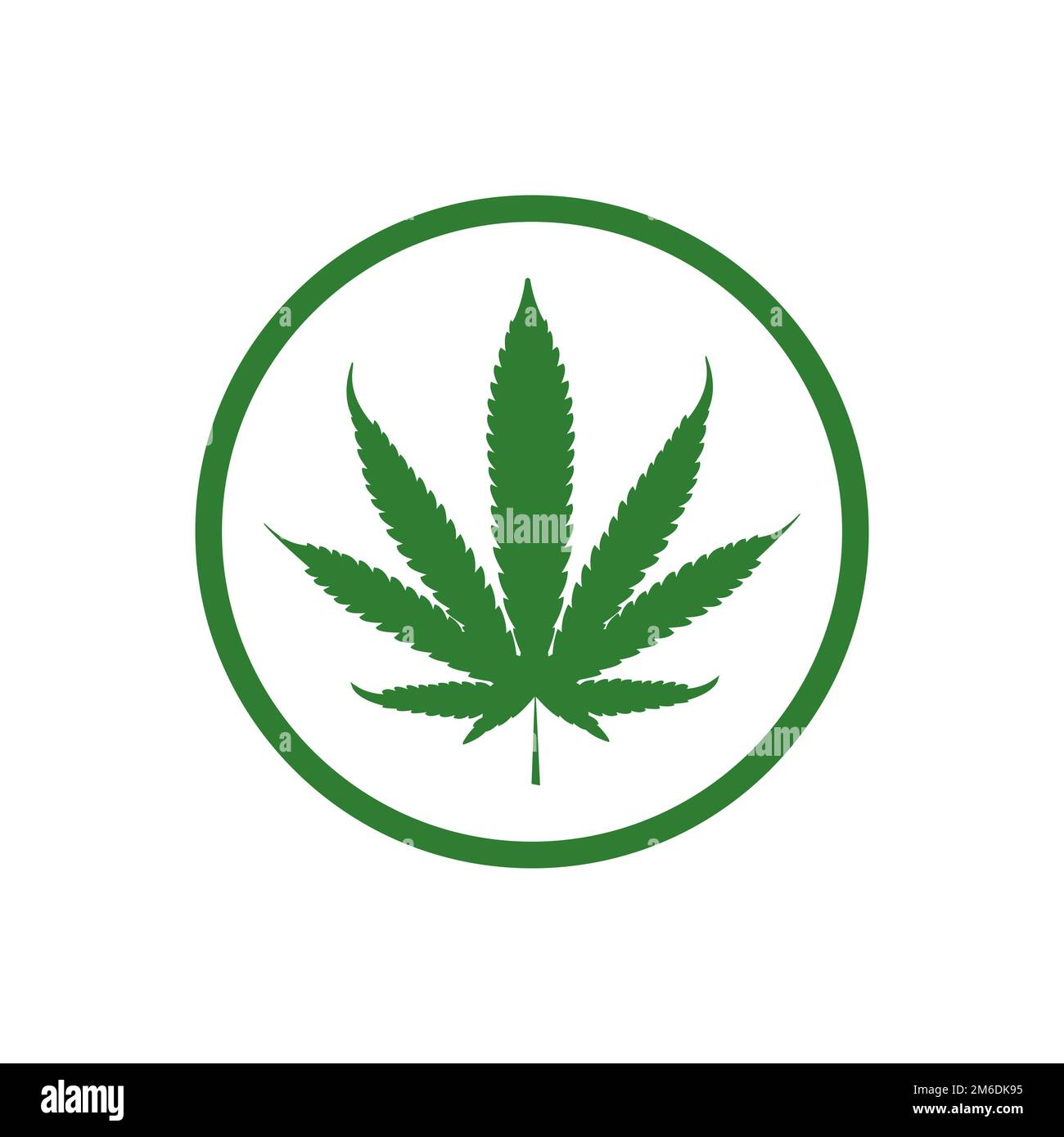 Symbol für Cannabisblätter. Marihuana-Zeichenvorlage. Gras oder Drogen. Naturmedizin. Blatt der Pflanze. Stockfoto