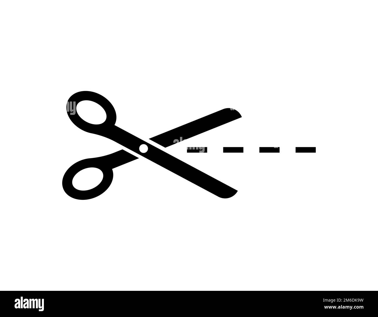 Symbol „Schermesser“. Schneiden Sie Papier oder Schild. Schnittlinie. Werkzeug zum Schneiden. Stockfoto