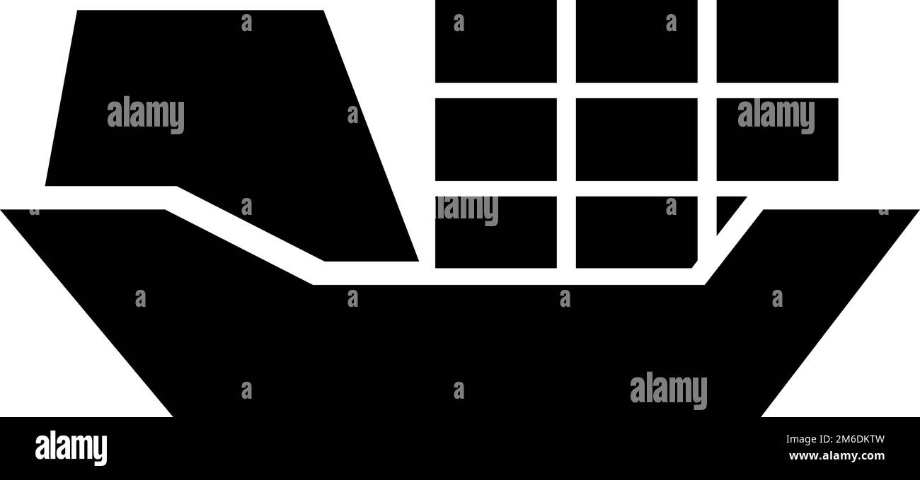 Silhouettensymbol für Frachtschiff und Seeverkehr. Bearbeitbarer Vektor. Stock Vektor