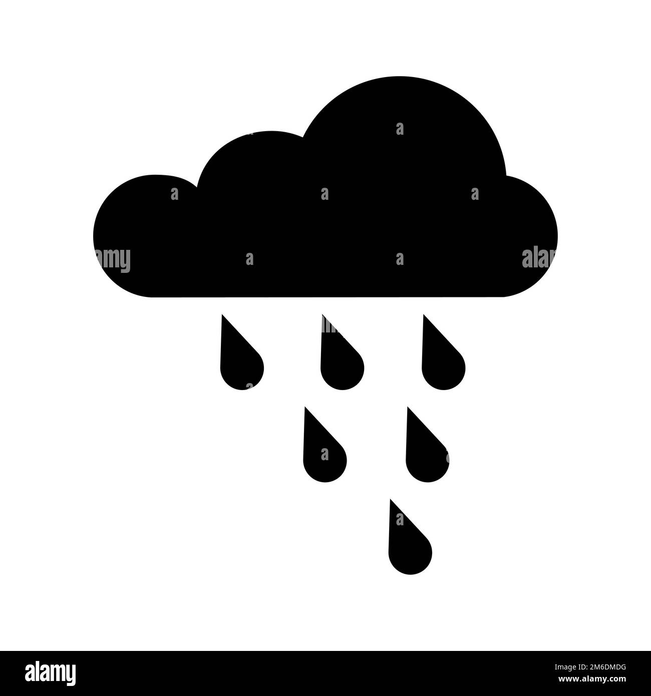 Vektorsymbol von Regen oder Wolke. Wettersymbol. Schwarzes Wolkensymbol. Einfaches Symbolwetter. Flaches Design. EPS 10. Stockfoto