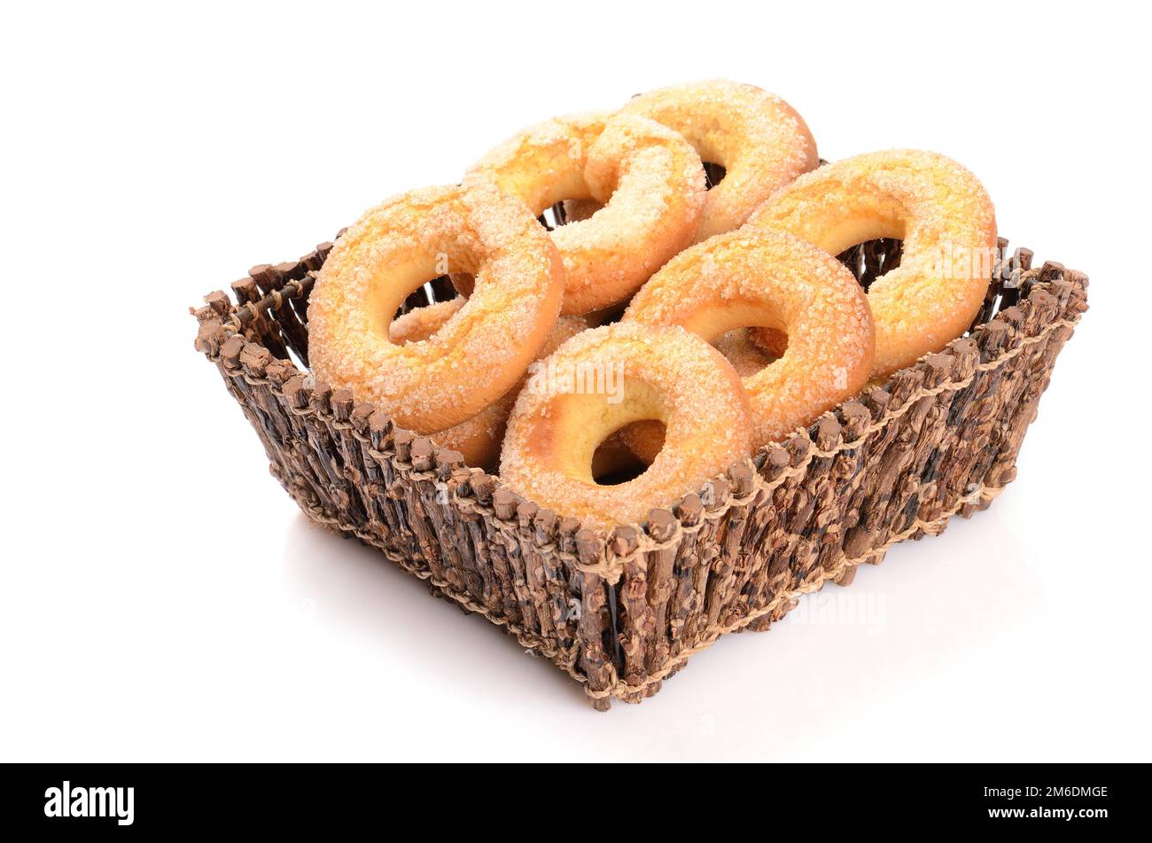 Frische süße hausgemachte Bagels, isoliert auf Weiß Stockfoto