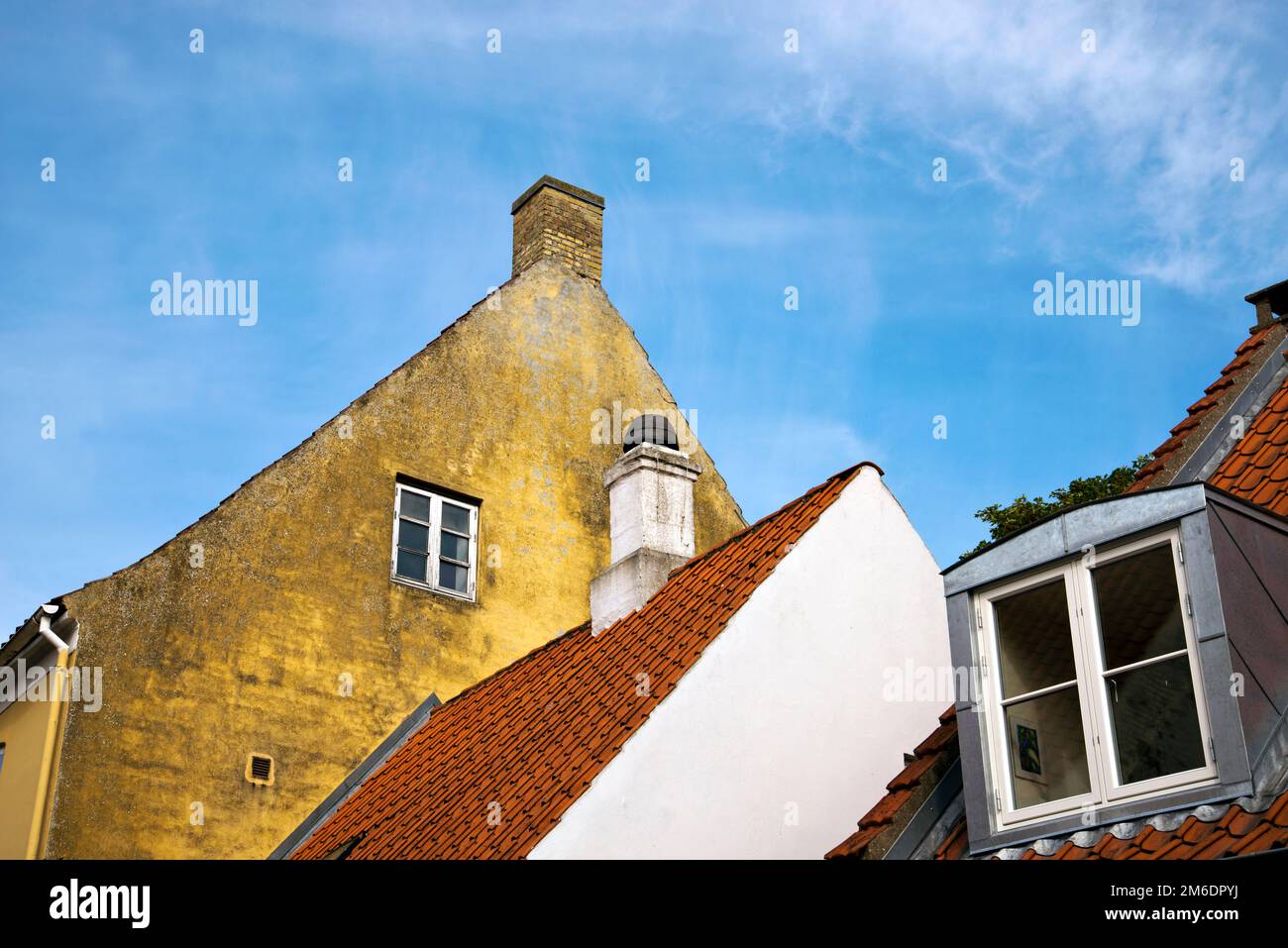 Hausdetails im historischen Stadtbild von Ebeltoft in Dänemark Stockfoto