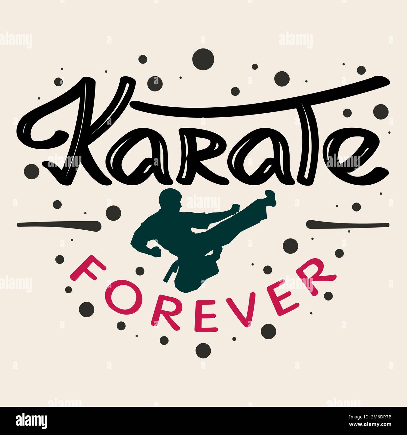 Beschriftung. Handschriftlicher Text - Karate für immer. Vektor, EPS. Stockfoto