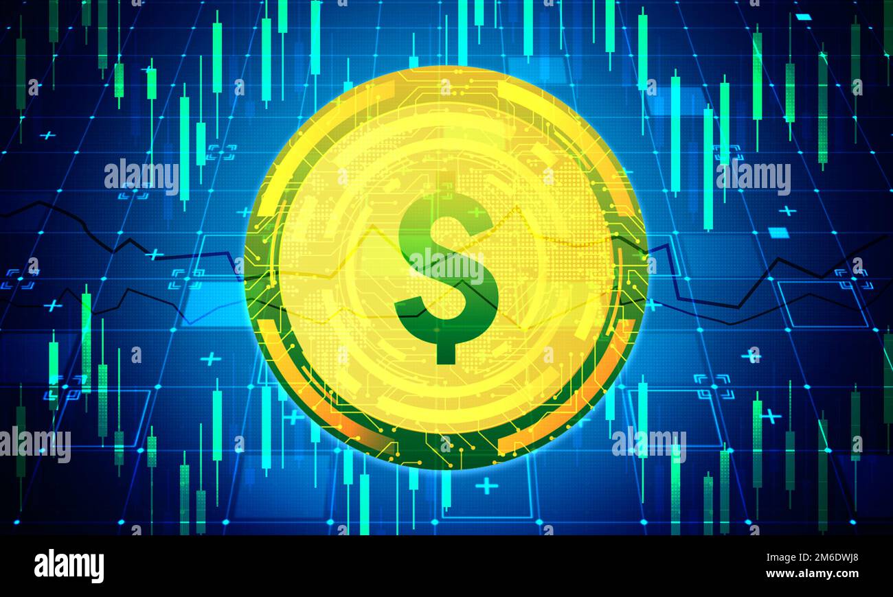 US Dollar Digital Stock Trading Background.Financial Business Concept. Stockfoto