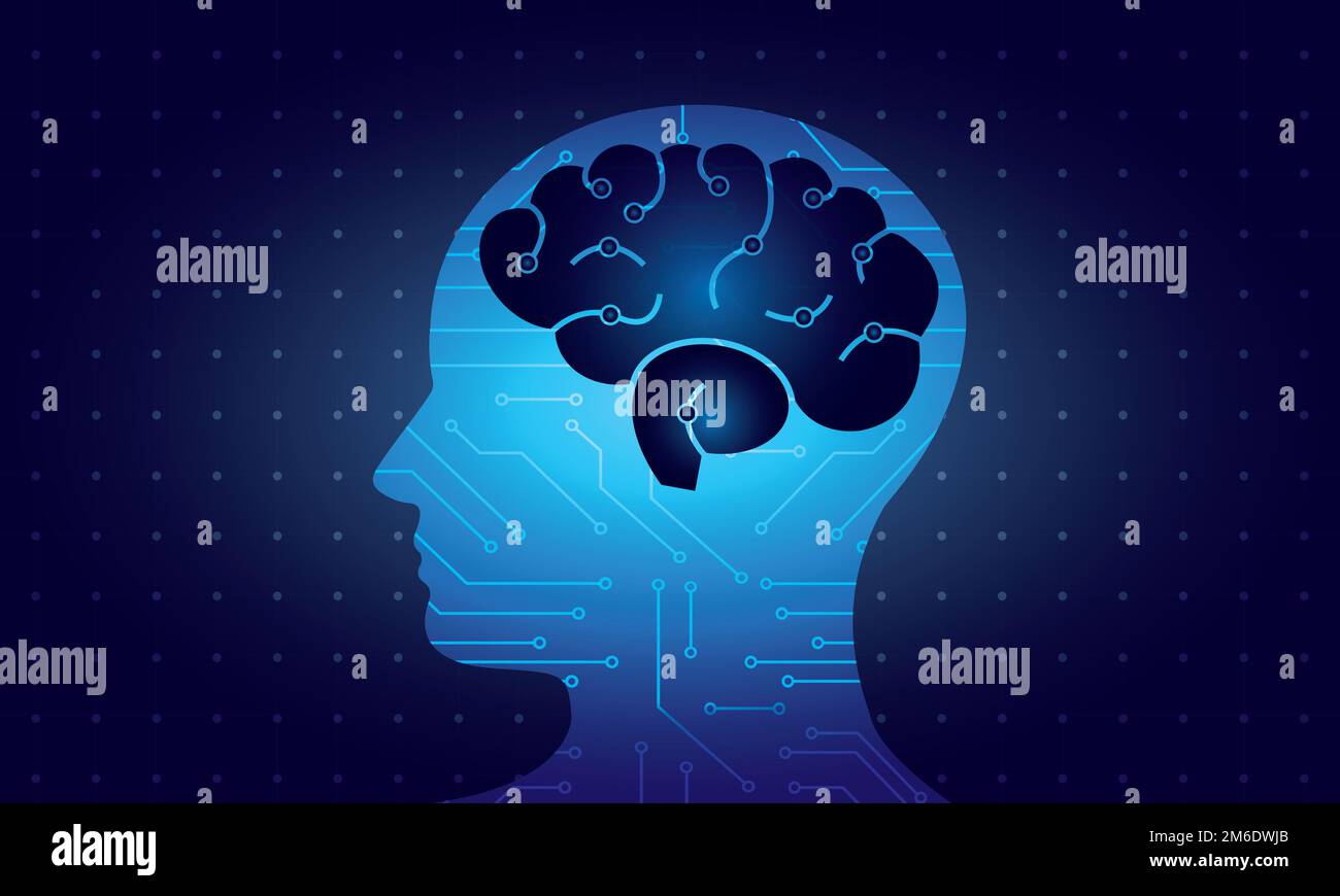 Abstrakte Technologie Circuit.Human Head Concept Vector Stockfoto