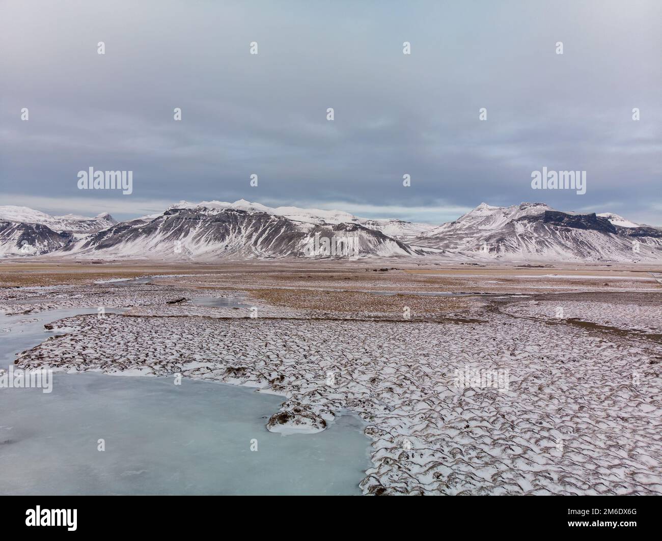 Gefrorene Landschaft in Island auf der Halbinsel SnÃ¦Fellsnes Stockfoto