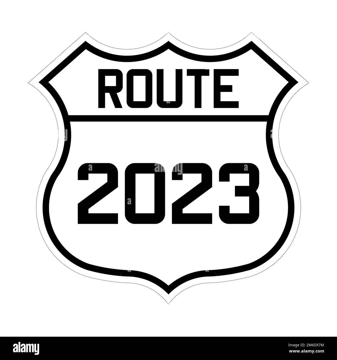 Abbildung des Straßenschilds für die Route 2023 Stockfoto
