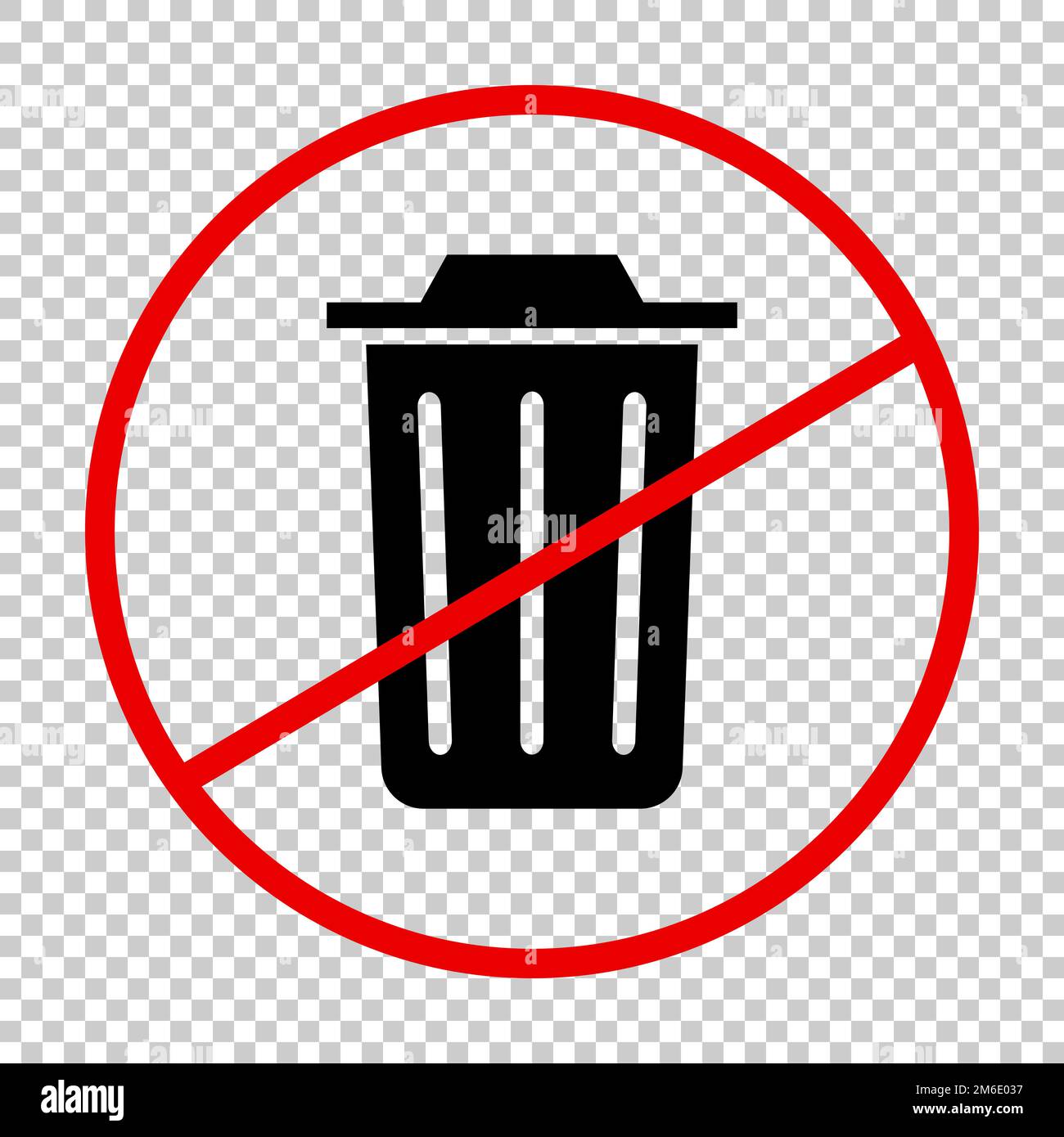 Symbol „Mülleimer verboten“. Papierkorb-Verbotsschild. Bearbeitbarer Vektor. Stock Vektor