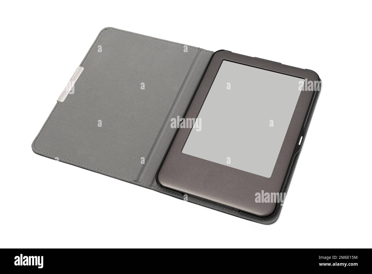 E-Book auf Tablet-pc-Touchpad isoliert auf weiß Stockfoto