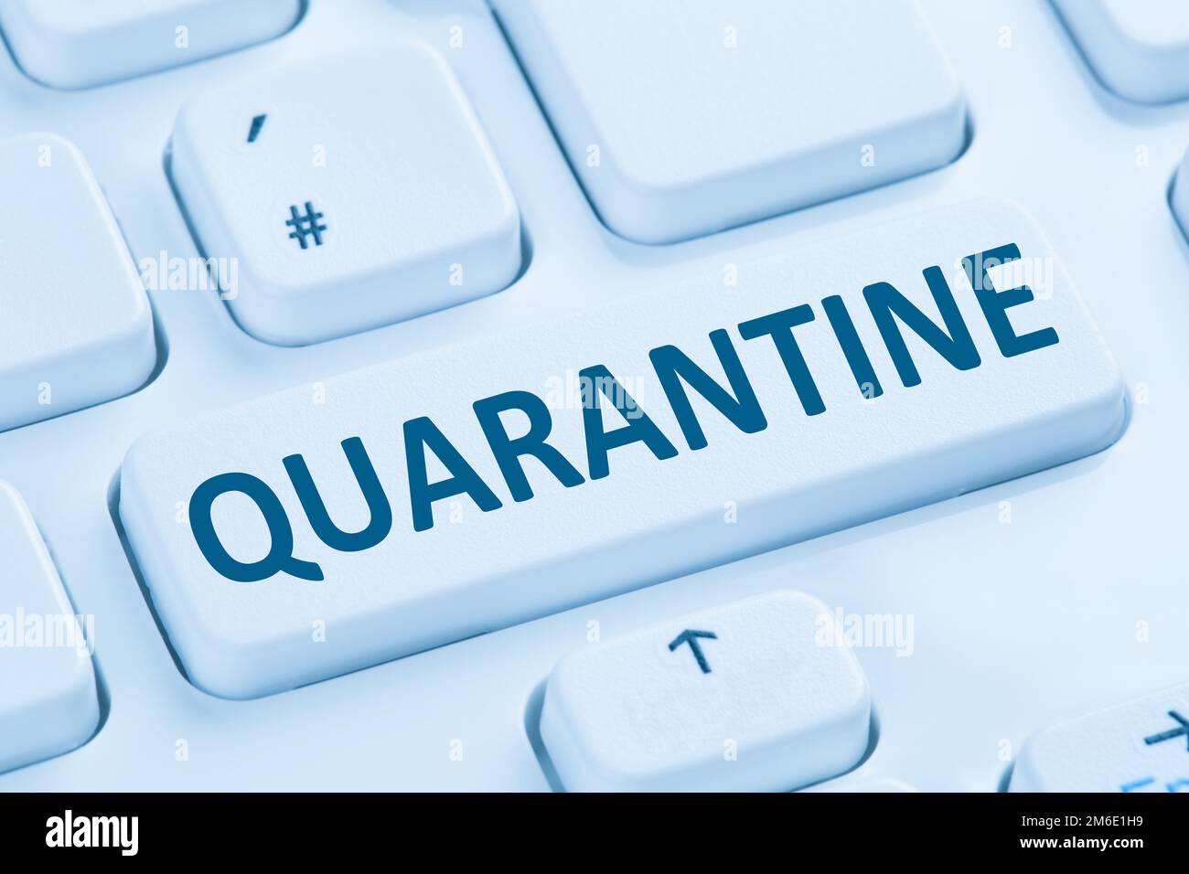 Quarantäneisolierung Coronavirus Coronavirus-Virus-Infektion Krankheit Krankheit Krankheit Krankheit Computer-Tastatur Stockfoto