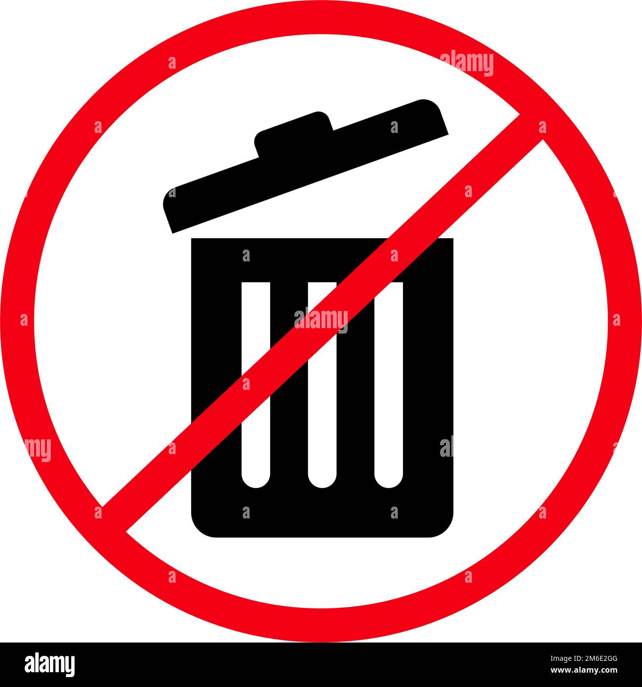 Schild „Müll nicht wegwerfen“. Mülleimer und kein Schild. Bearbeitbarer Vektor. Stock Vektor