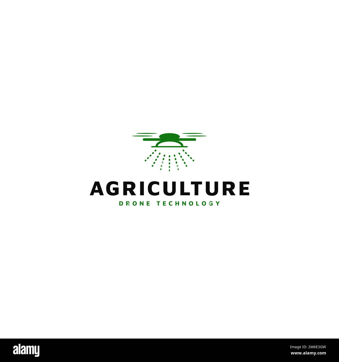Logo für Drohnen-Technologie und Landwirtschaft. Geeignet für die Bedürfnisse der Landwirtschaft, Plantagen, Wiederaufforstung, Gemüsewirtschaft und anderer. Stock Vektor