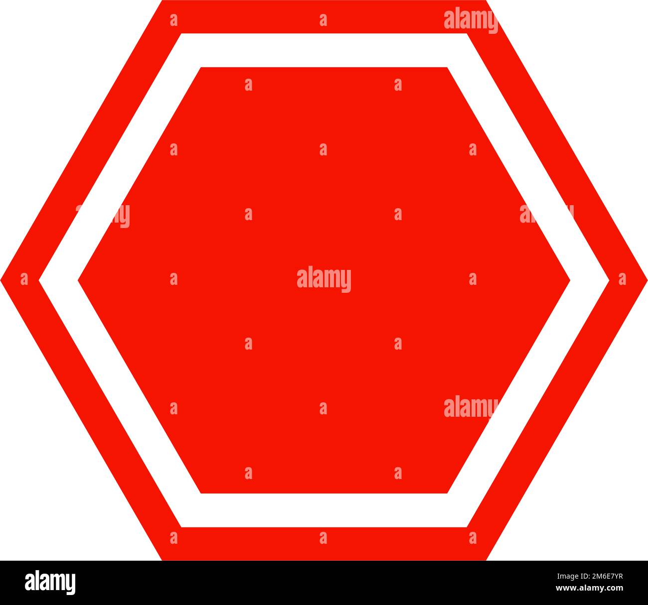 Sechseckiges rotes Zeichen. Ein Warnschild oder ein Warnschild auf der Straße. Bearbeitbarer Vektor. Stock Vektor