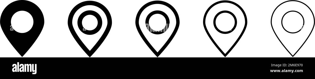 Symbolgruppe Kartensteckplatz. Kartenposition. Markierung des aktuellen Standorts. Bearbeitbarer Vektor. Stock Vektor