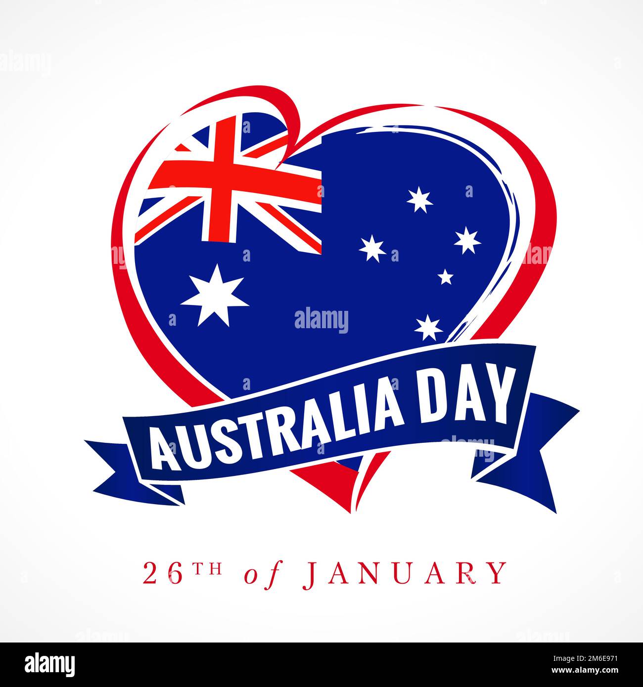 Frohes Feiertagssymbol für Australien. Logo-Konzept „Travel to Australia“. T-Shirt-Design. Kreative Herzform mit australischer Flagge. Ich liebe die Idee mit Australien. Stock Vektor