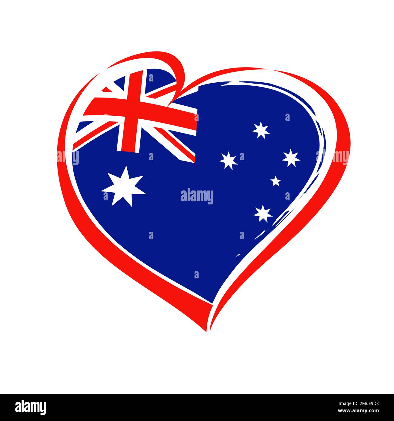 Kreative Herzform mit australischer Flagge. Ich liebe die Idee mit Australien. Logo-Konzept „Travel to Australia“. Januar 26 Happy Australia Day (alles gute zum Australientag) Isolieren Stock Vektor