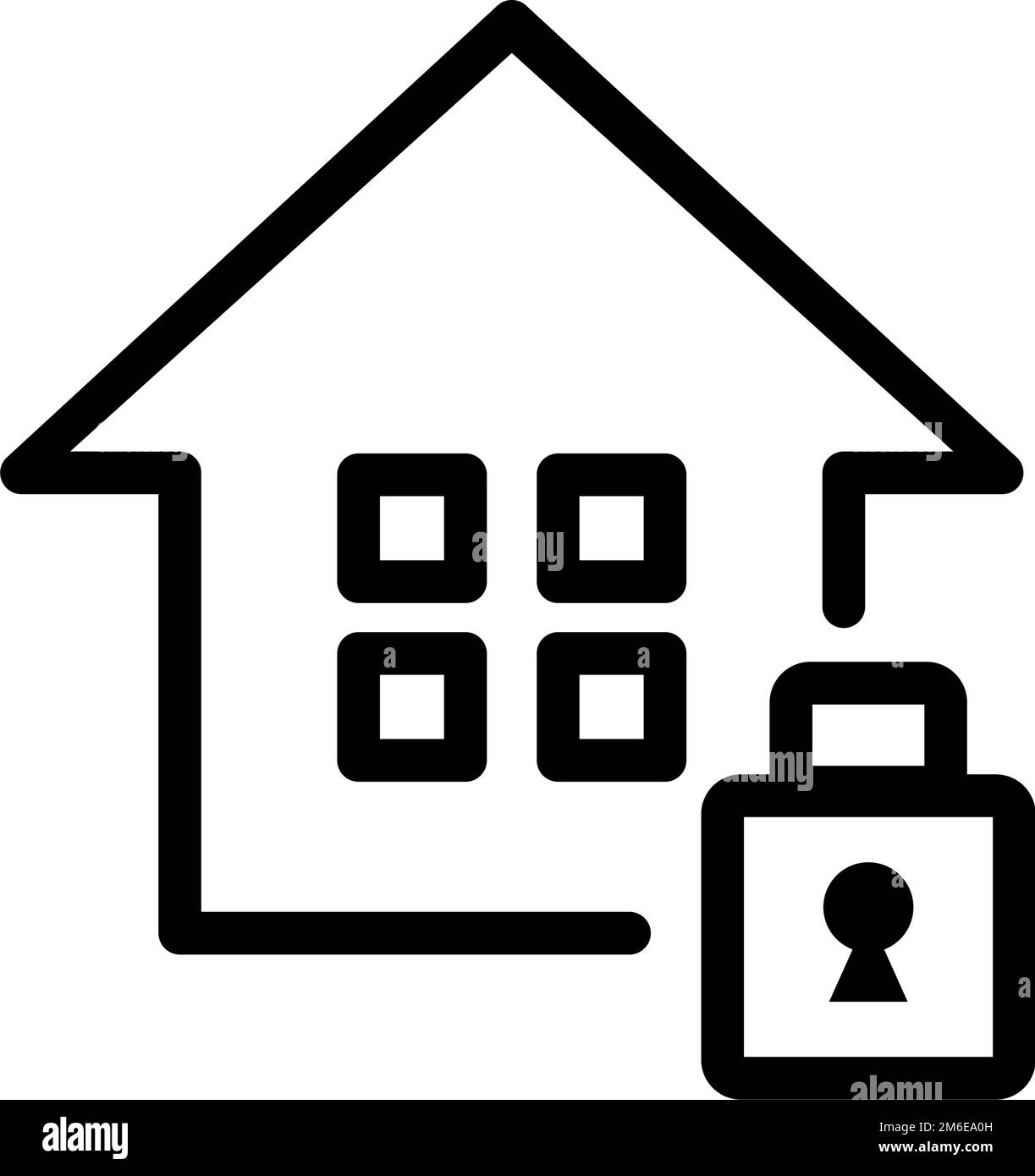 Einfaches Haus- und Vorhängeschloss-Symbol. Sicherheit. Bearbeitbarer Vektor. Stock Vektor