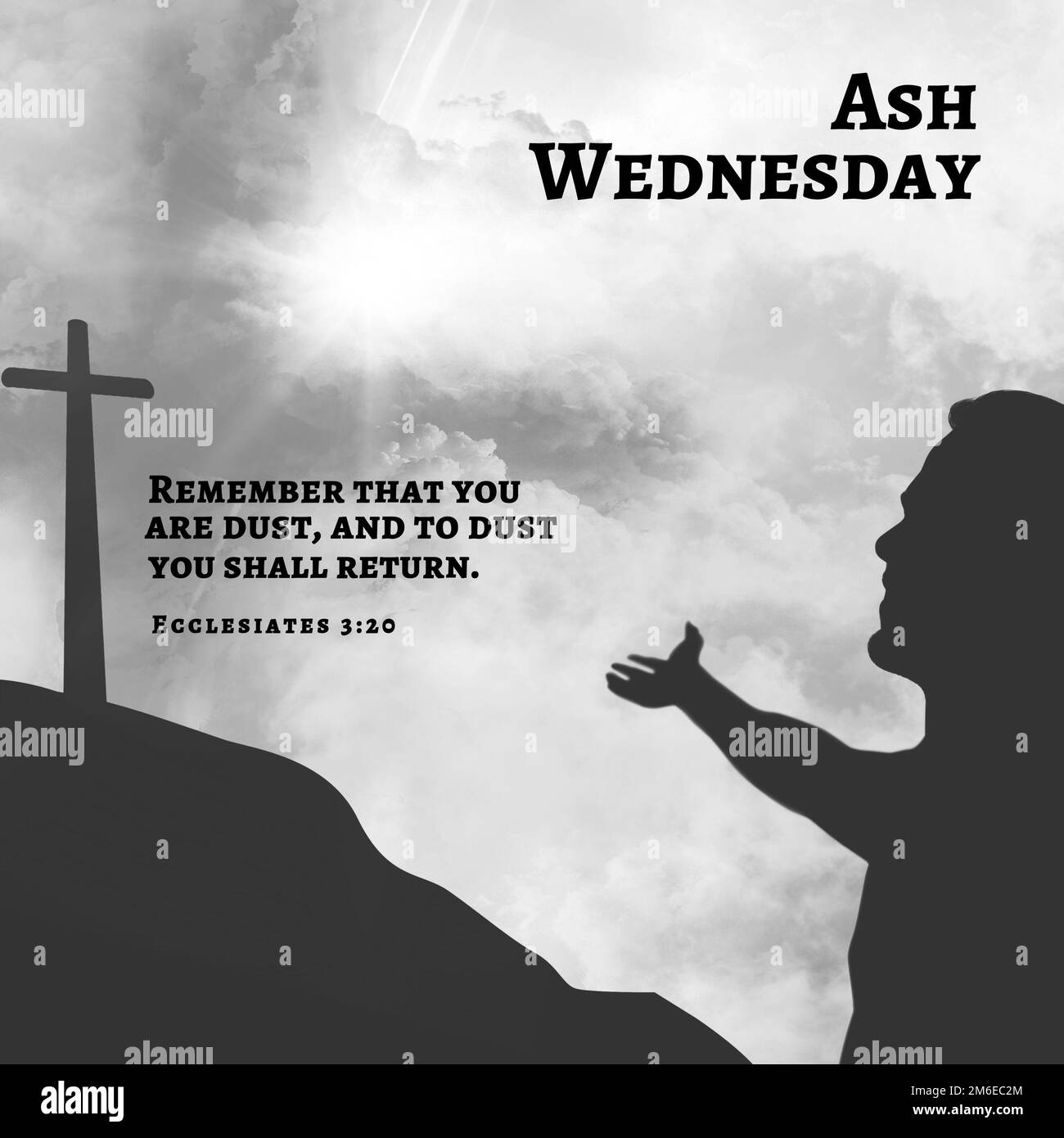 Ash wednesday, denk daran, dass du Staub bist, und zu Staub wirst du zurückkehren, Mann, der betet, überquert zu werden Stockfoto