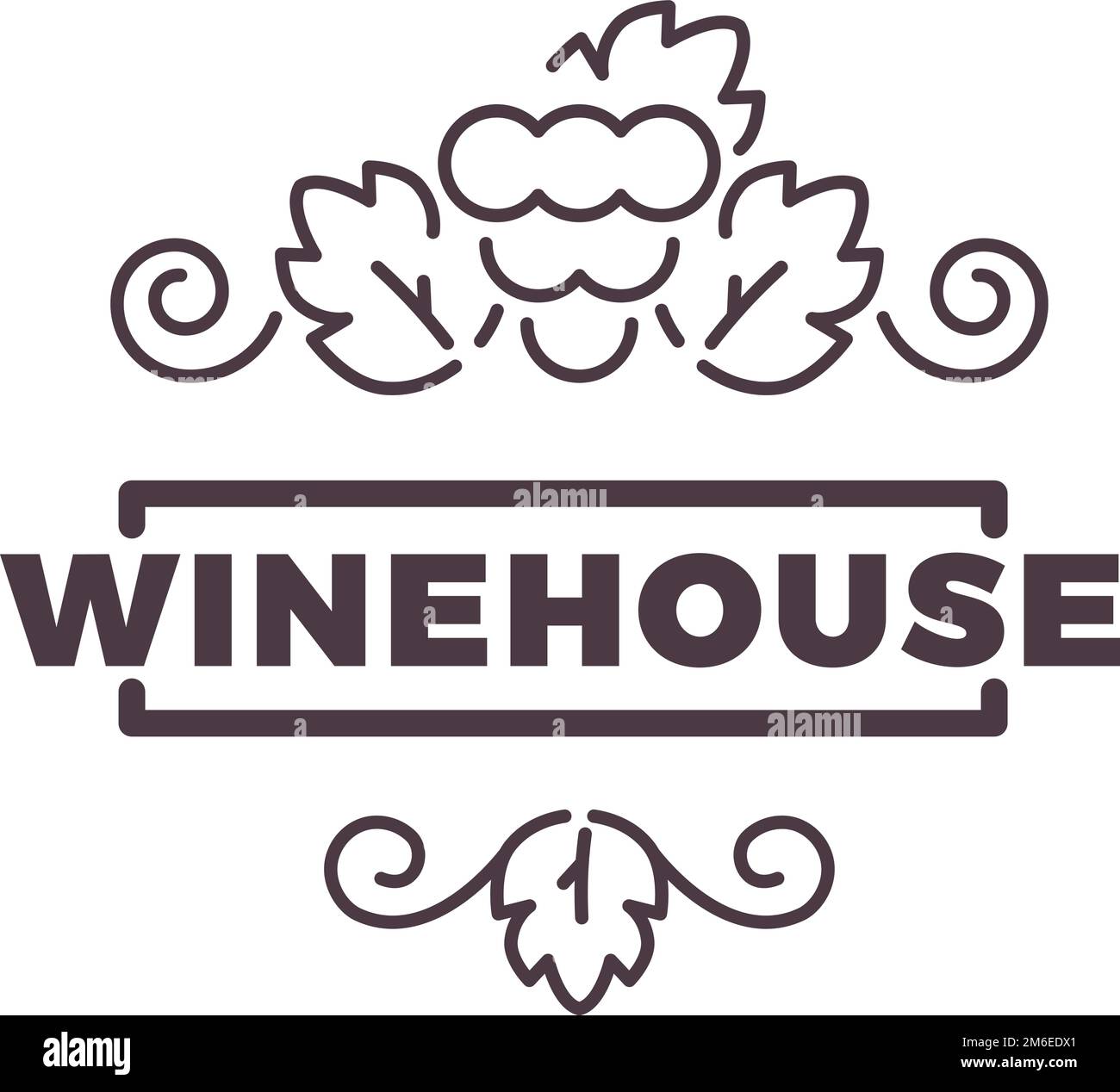 Logo des Weinhauses. Traubenfarm-Emblem. Weinbauetikett Stock Vektor