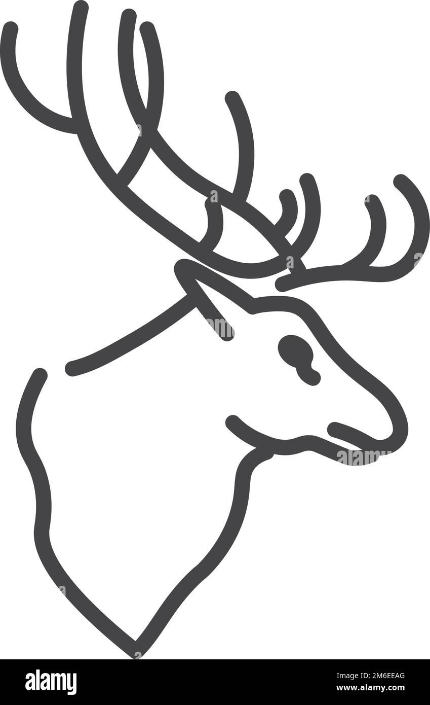Hirschkopf-Symbol. Lineares Porträt von Jagdtieren Stock Vektor