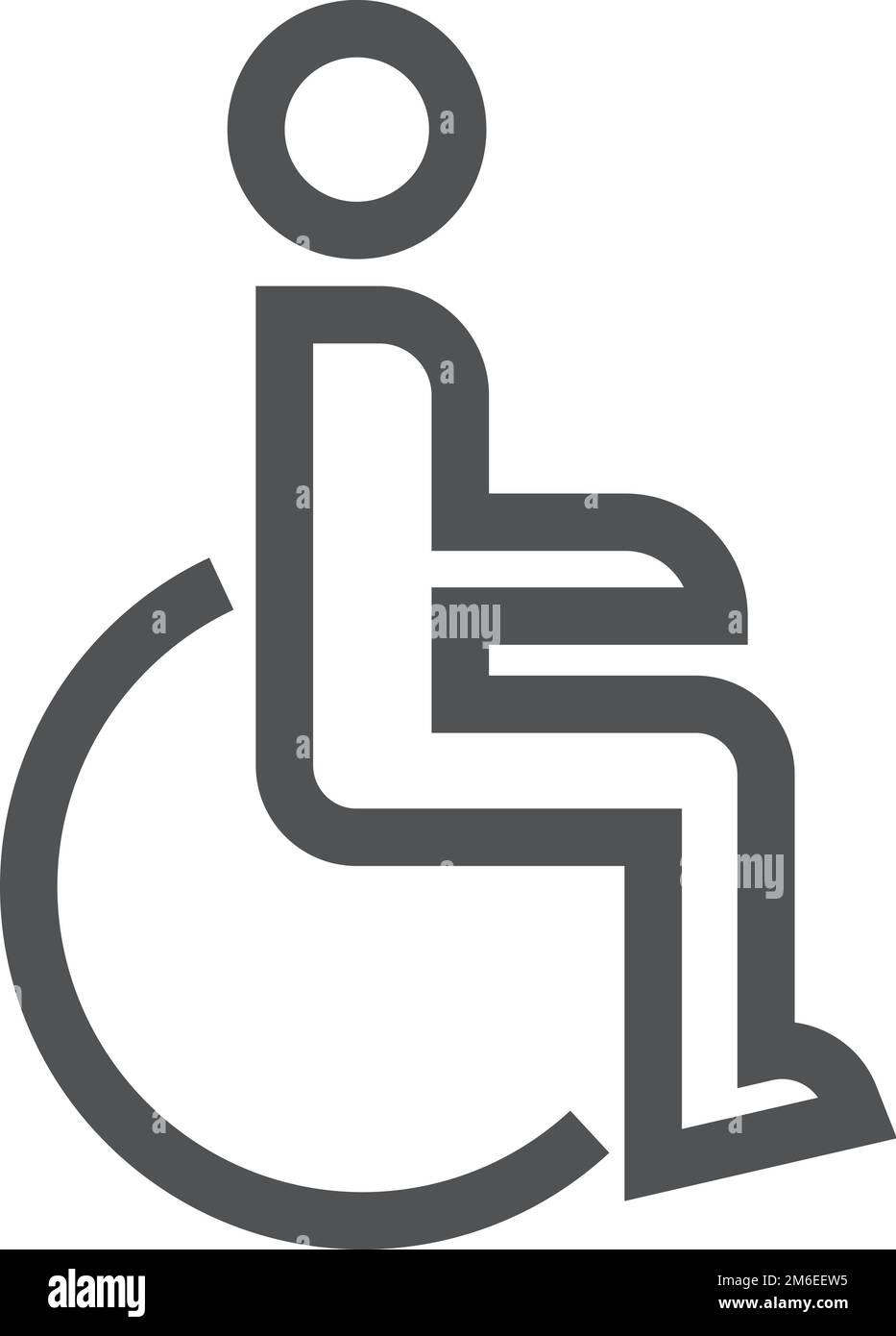 Symbol für eine deaktivierte Person. Mensch im Rollstuhl lineares Symbol Stock Vektor