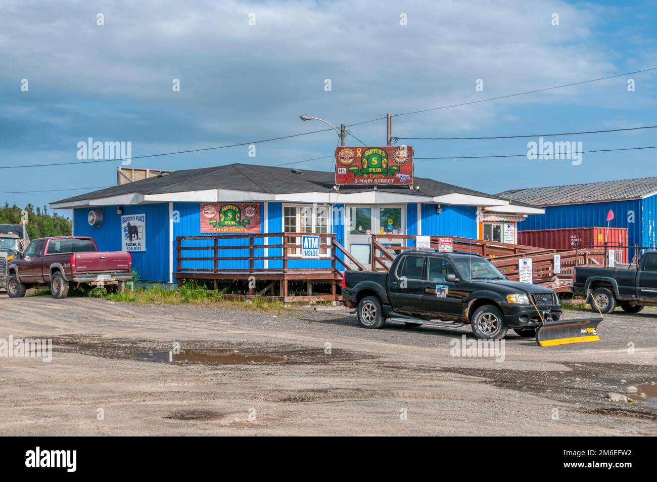 Skipper's Pub & Eatery auf der Main Street, Badger, Neufundland. Stockfoto