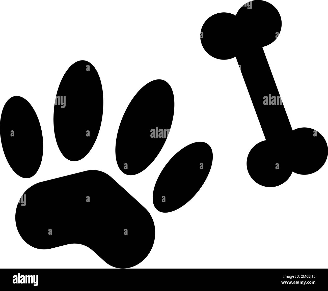 Silhouettensymbol für Pfoten und Knochen. Haustier. Bearbeitbarer Vektor. Stock Vektor