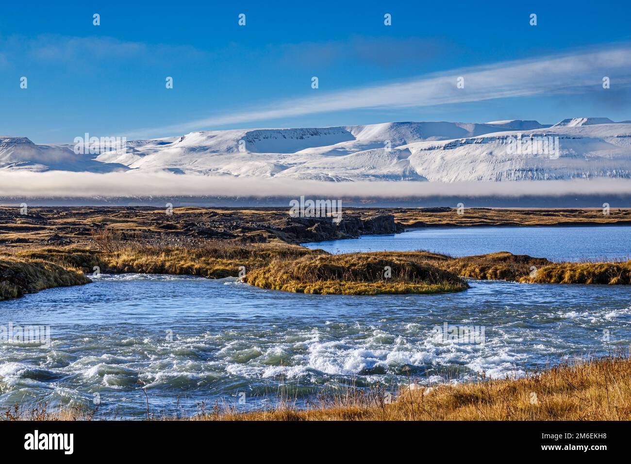 Herbstlandschaft rund um Husavik in Nordisland Stockfoto