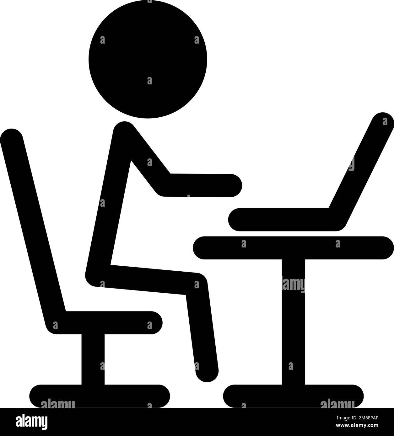 Piktogramm einer Person, die an einem Computer arbeitet. Bearbeitbarer Vektor. Stock Vektor