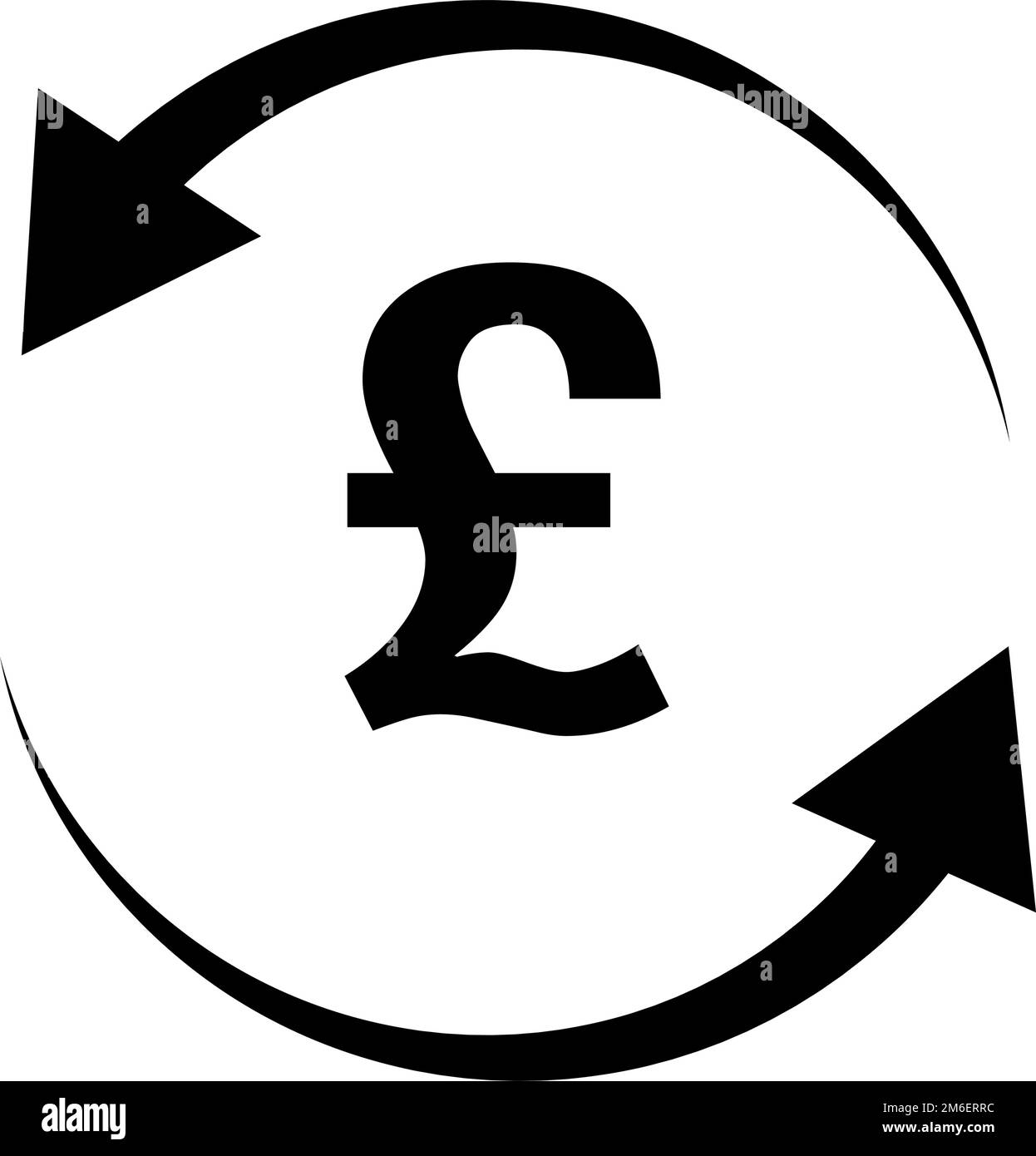 Rotierende Pfeile und britisches Pfund-Symbol. Währungsumtausch. Bearbeitbarer Vektor. Stock Vektor
