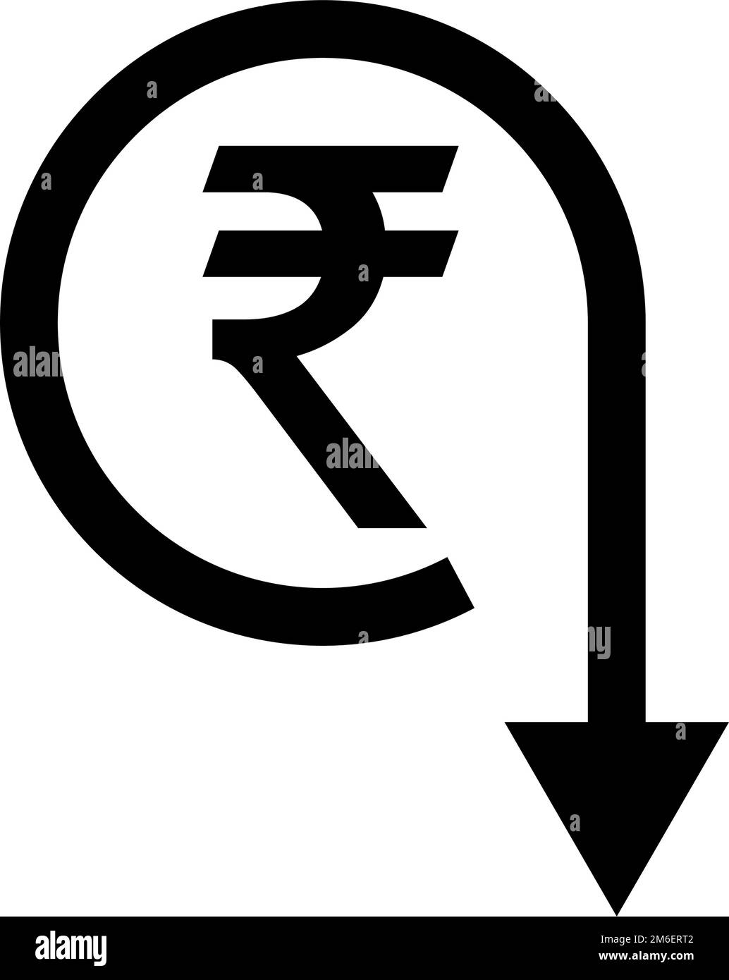 Indische Rupien - Symbol für Preisverfall. Bearbeitbarer Vektor. Stock Vektor
