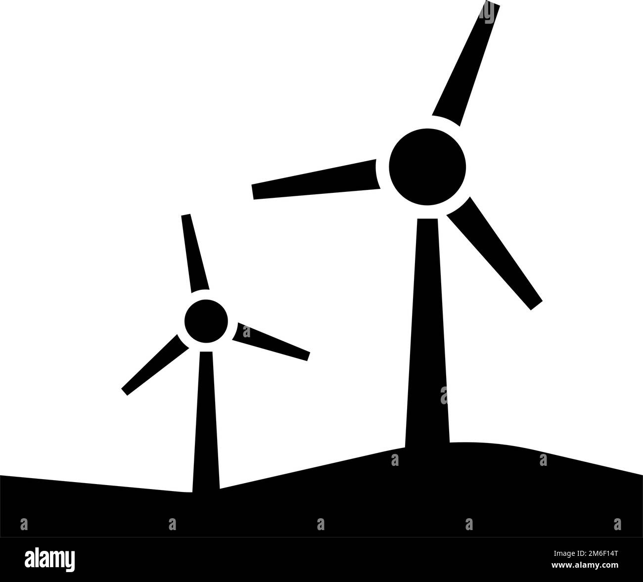 Silhouettensymbol für Windmühlen. Windenergieerzeugung. Bearbeitbarer Vektor. Stock Vektor