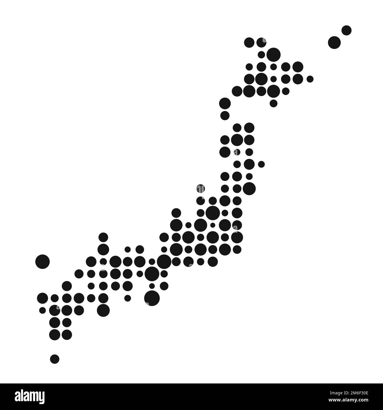 Verpixelte Darstellung des abgeleiteten Musters der japanischen Kartensilhouette Stock Vektor