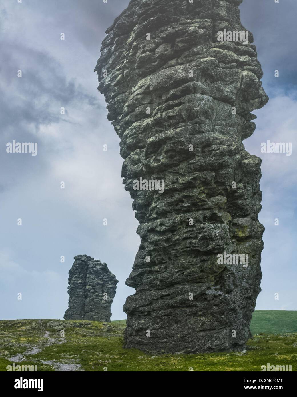 Vulkanische Felssäulen. Witterungsbedingungen Stockfoto