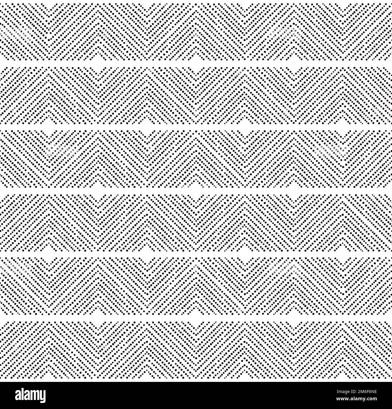 Prähistorische Töpferkunst Bell Beaker Kultur inspirierte nahtlos gepunktete Muster mit optischer Täuschung - Folk Art, sich wiederholendes Design in Schwarz und Weiß Stock Vektor