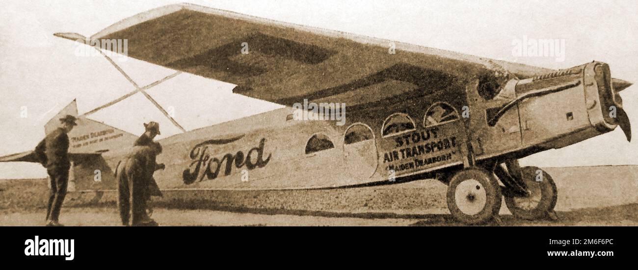Ein Bild aus den 1930er Jahren eines Stout Air Transport Flugzeugs, gebaut von Henry Ford, Autohersteller. Stockfoto