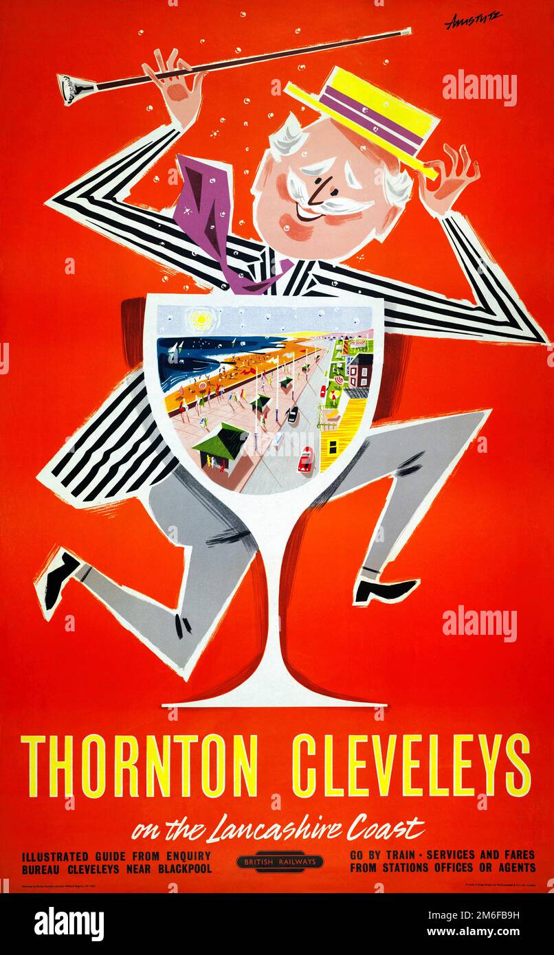 Thornton Cleveleys an der Lancashire-Küste von Andre Amstutz (1925-????). Poster wurde 1955 in Großbritannien veröffentlicht. Stockfoto