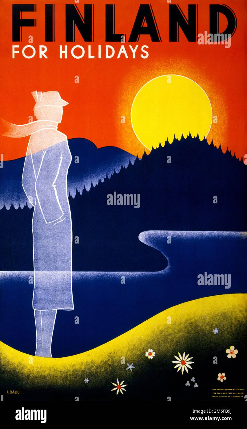 Finnland für Urlaub durch I.. Bade (Datum unbekannt). Poster in den 1930er Jahren veröffentlicht Stockfoto