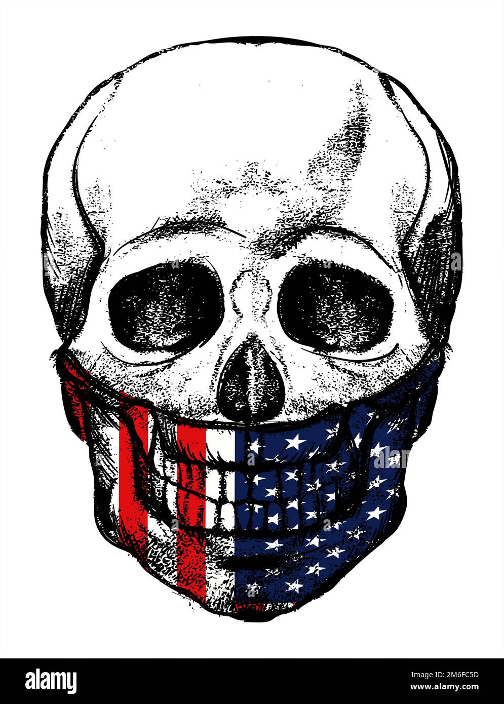 US-Flagge Skull Illustration auf weißem Boden Stockfoto