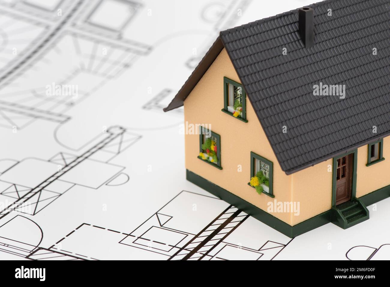Modell Haus auf architektonischen Plan Stockfoto