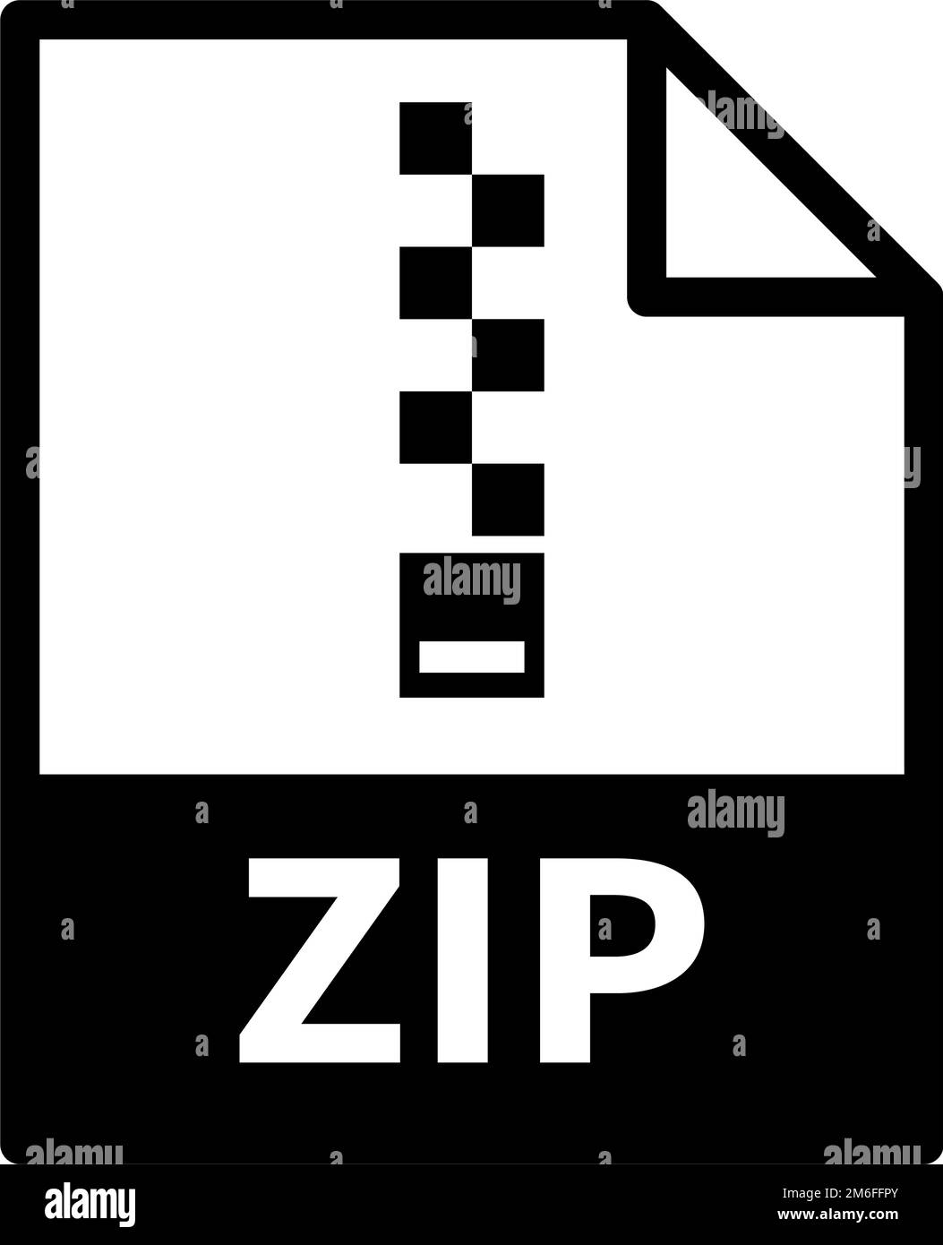 Symbol FÜR ZIP-Datei. Dateiformat für Datenkomprimierung. Dateierweiterung des Computers. Bearbeitbarer Vektor. Stock Vektor