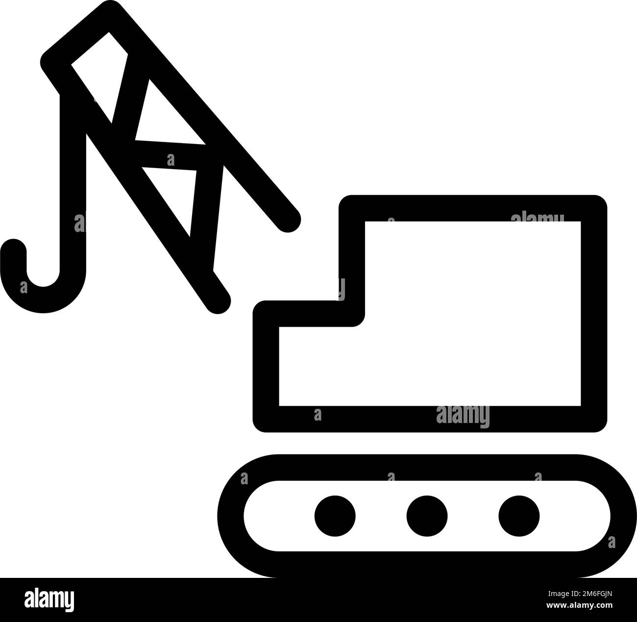 Einfaches Symbol für Kranmaschine. Baufahrzeug. Baumaschinen. Bearbeitbarer Vektor. Stock Vektor