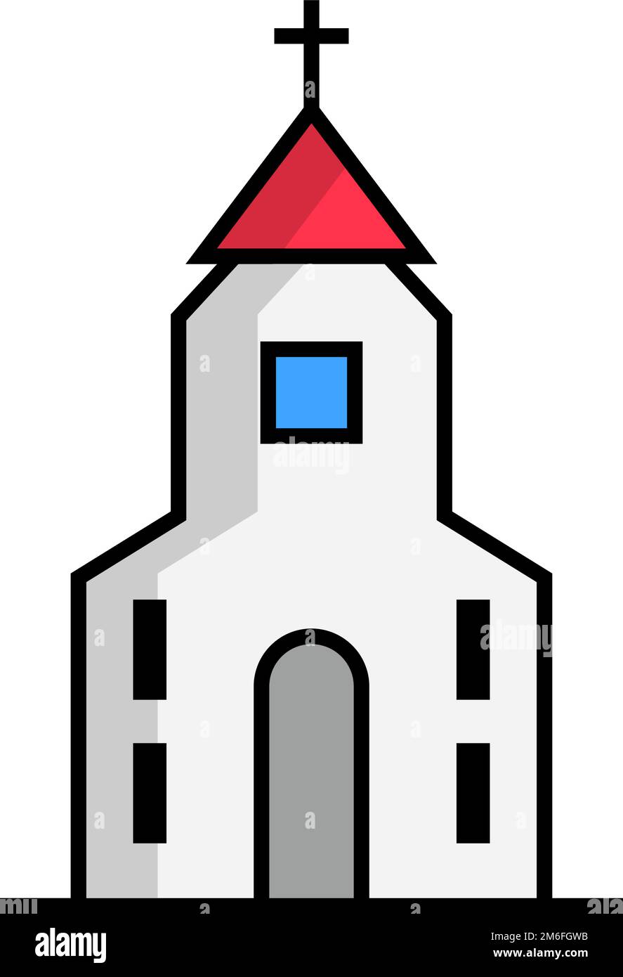 Ikone Der Modernen Christlichen Kirche. Heiliges Gebäude. Bearbeitbarer Vektor. Stock Vektor