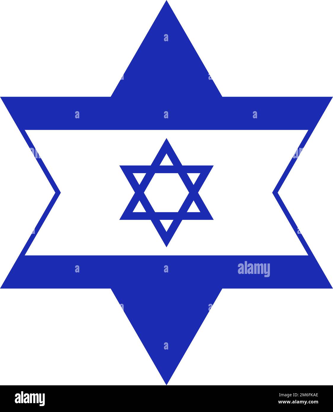 Israelisches Flaggensymbol in Form eines Sterns. Judentum. Bearbeitbarer Vektor. Stock Vektor