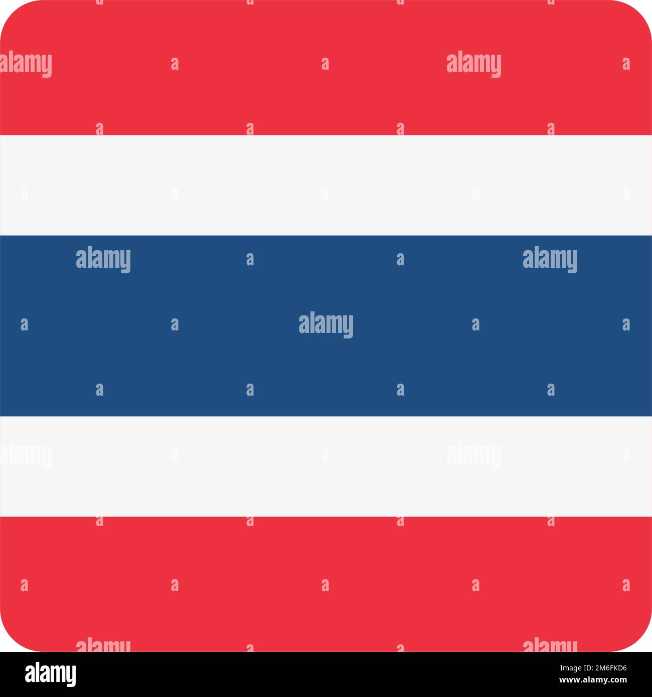 Quadratisches thailändisches Flaggensymbol Flagge des Königreichs Thailand. Bearbeitbarer Vektor. Stock Vektor