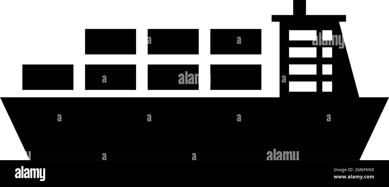 Silhouette des Frachtträgers. Seetransport. Bearbeitbarer Vektor. Stock Vektor